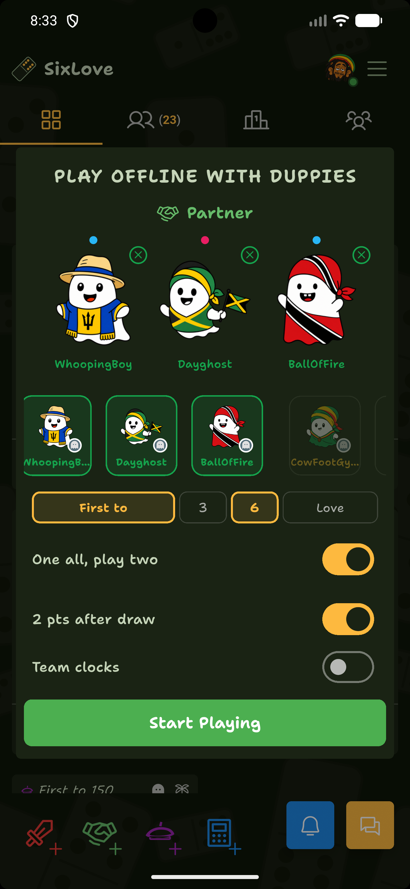 SixLove solo practice game